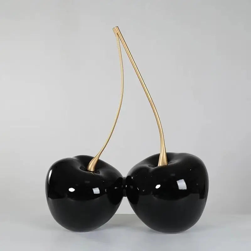 Afralia™ Cherry Figurine: Resin Golden Cherry Statue Home Decor Accessory