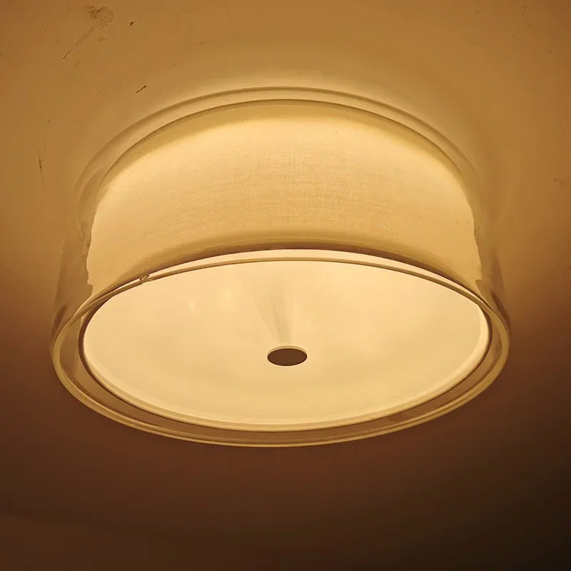 Afralia™ Glass Shade Ceiling Lamp: Round Flush Mount Light for Hallway, Bedroom, Kitchen.