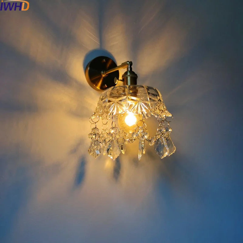 Afralia Crystal Copper LED Wall Sconce Light for Home Decor & Indoor Lighting