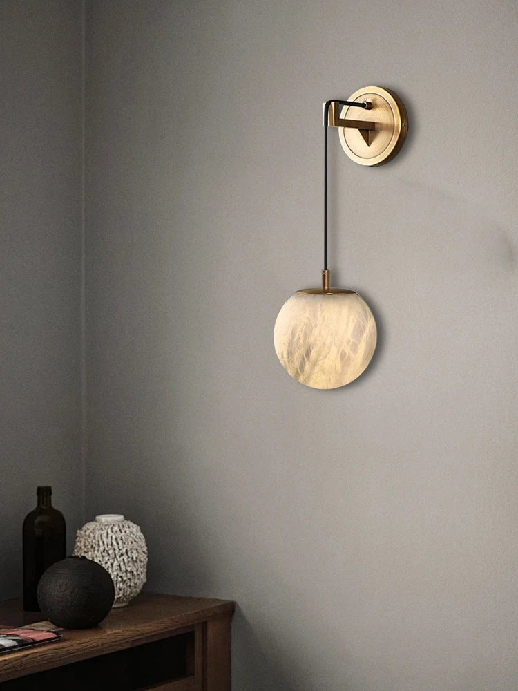 Afralia™ Marble Alabaster Wall Lamp: Elegant Luxury Décor for Home, Hotel, Aisle, Bedside