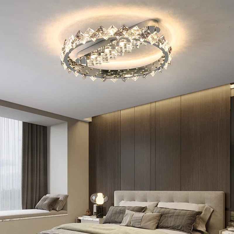 Afralia™ Crystal Ceiling Light: Modern LED Warmth for Living Room & Bedroom