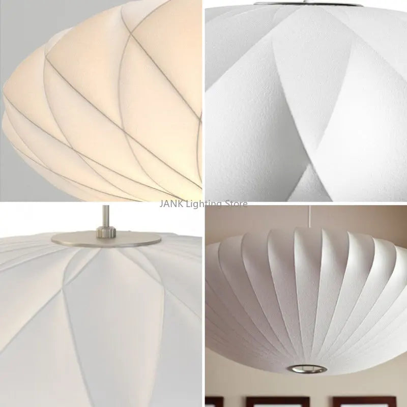 Afralia™ White Silk Designer Pendant Lamp | LED E27 Indoor Lighting for Dining Room