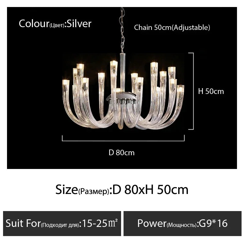 Afralia™ Luxury LED Glass Chandelier for Living Room - Designer Home Decor