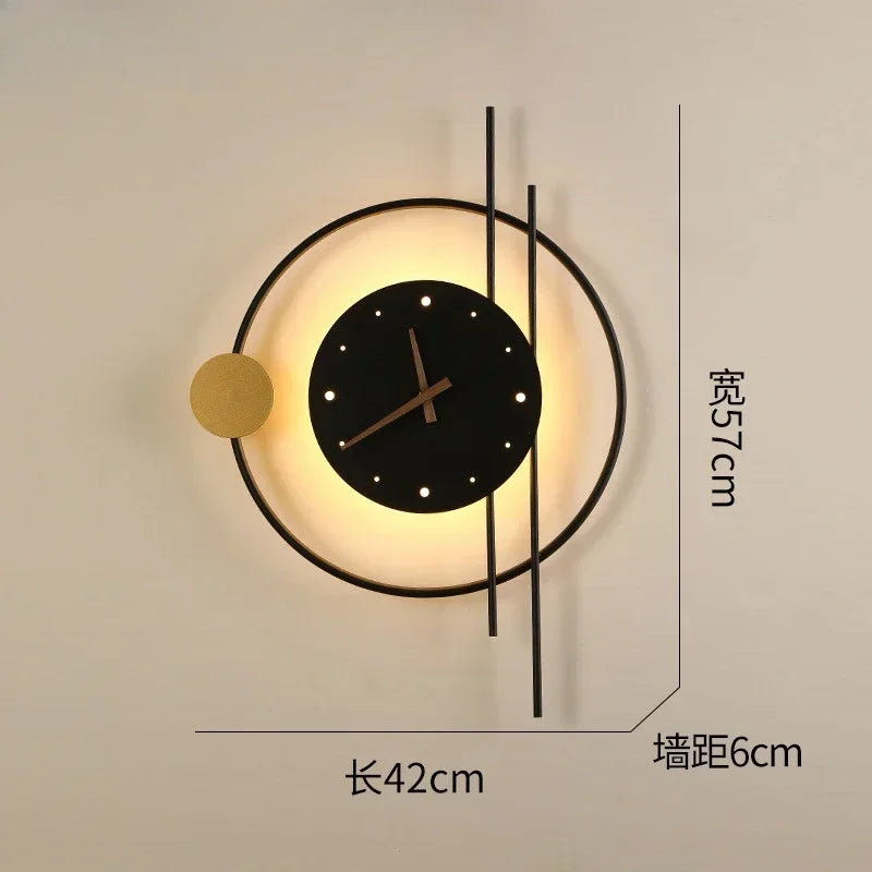 Afralia™ LED Wall Clock Sconce for Bedroom Living Room Home Decor Lighting