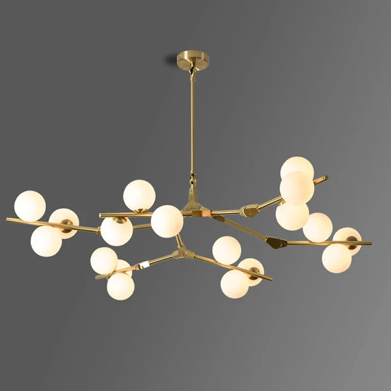 Afralia™ Nordic Gold/Black Glass Balls Chandelier: Modern LED Tree Branches Pendant Light for Home