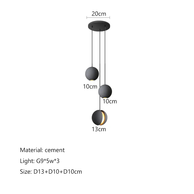 Afralia™ Cement Planet Chandelier Hanging Lamp for Dining Room & Bedroom