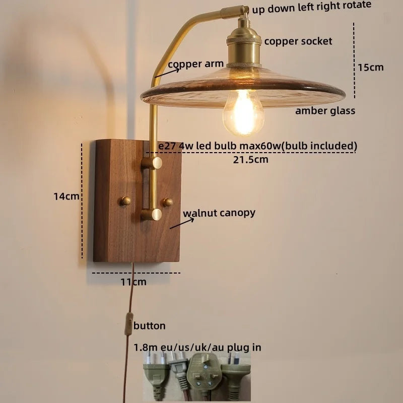 Afralia™ Glass Copper LED Wall Lamp Modern Stair Light Fixtures applique murale