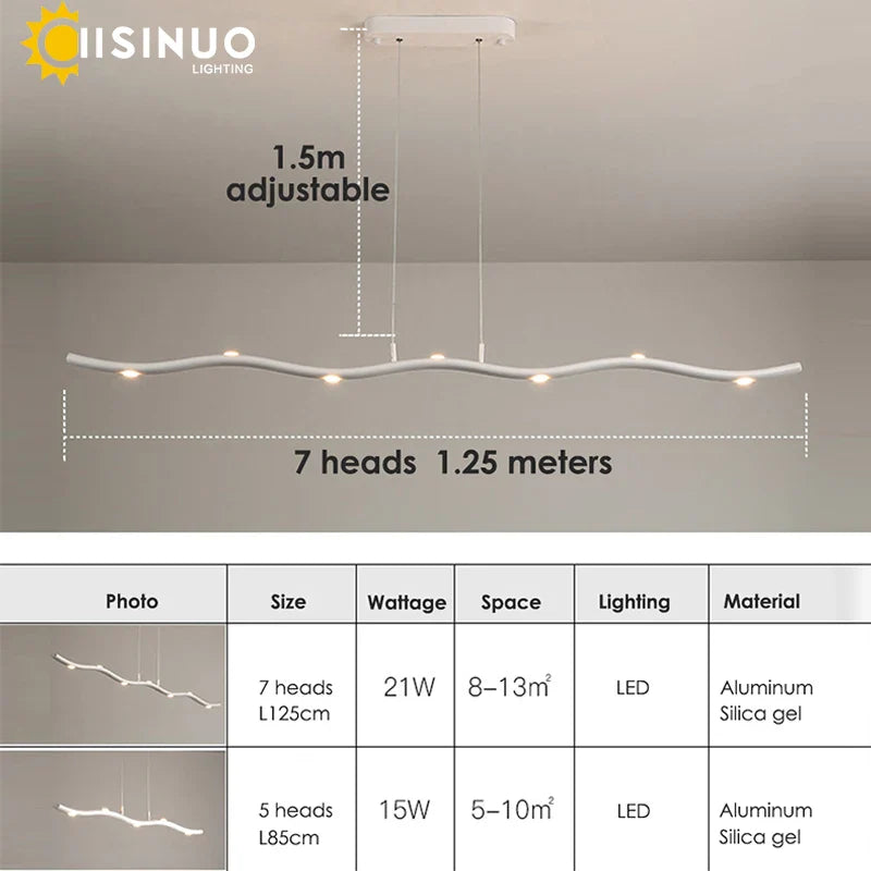 Afralia™ LED Wave Pendant Light for Office Dining Living Room Decor