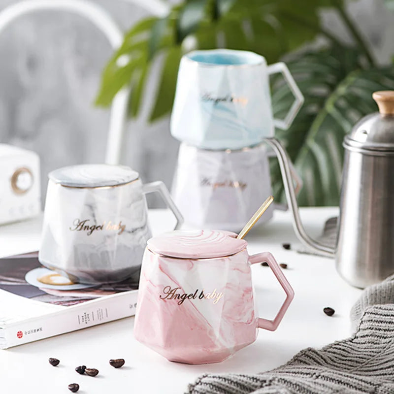 Afralia™ Marbled Ceramic Coffee Mug Set, Nordic Design, Ideal for Couples, Weddings, and Gifts