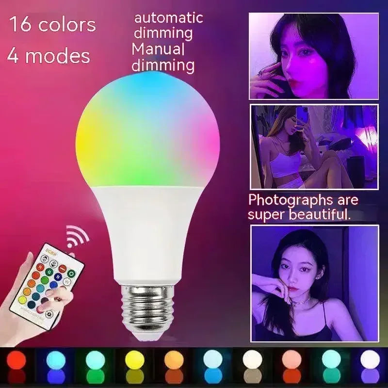 Afralia™ LED RGB Smart Bulb 16 Color Dimmable Night Lamp with Remote - Bedroom Decor Mood Light