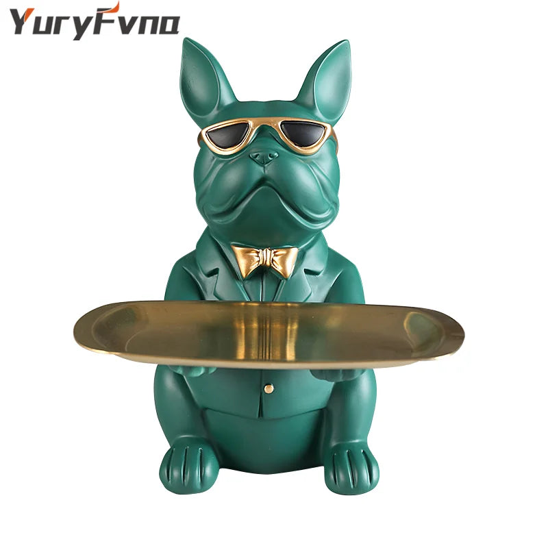 Afralia™ French Bulldog Figurine Tray Sculpture Coin Bank Home Decor Statue