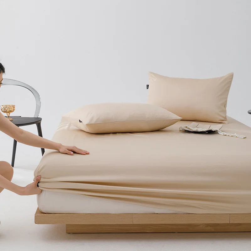 Afralia™ Luxury Satin Finish Cotton Fitted Sheet: High Quality, Skin-friendly and Breathable Bed Cover.