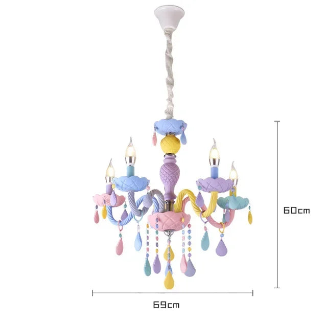 Afralia™ Macaron Color Crystal Chandelier for Children's Room.
