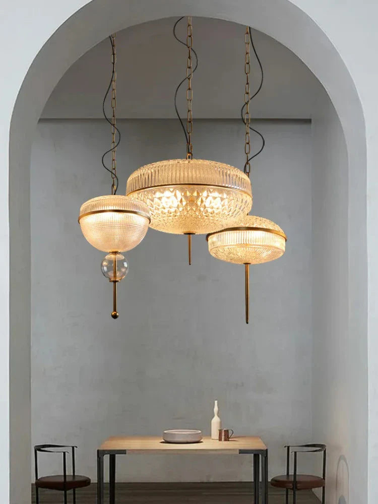 Afralia™ Yellow Glass Chandelier Pendant Lamp for Hotel, Parlor, Dining Room, Bedroom