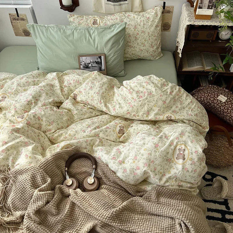 Afralia™ Cartoon Pattern Printed Cotton Bedding Set with Pillowcase