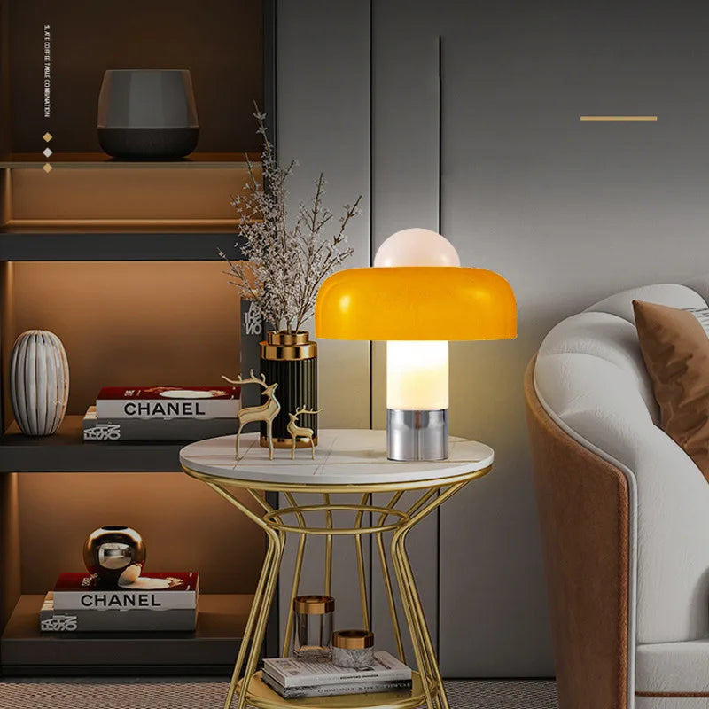 Afralia™ Orange Glass Mushroom Lamp Modern Bedroom Bedside Decorative Light