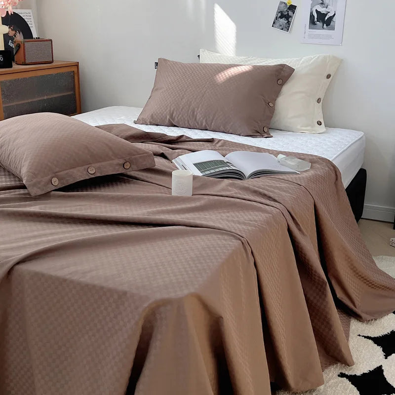 Afralia™ Luxe Cotton Satin Stripe Bed Sheet Set with 2 Pillowcase