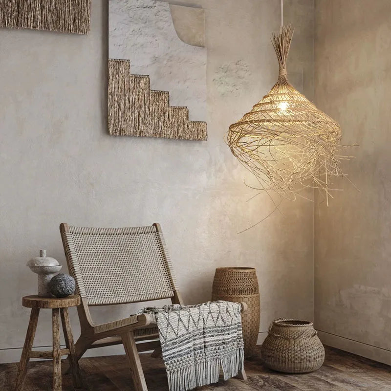 Afralia™ Rattan Chandelier: Elegant LED Pendant Light for Home, Restaurant, and Bar