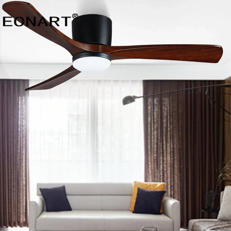 Afralia™ 48-Inch Wooden LED DC Ceiling Fan with Remote Control White Wood