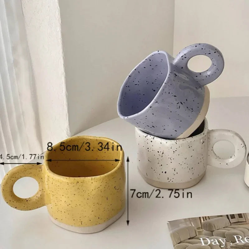 Afralia™ Ceramic Mug with Ring Handle: Korean Ins Style Splash Ink Coffee Cup