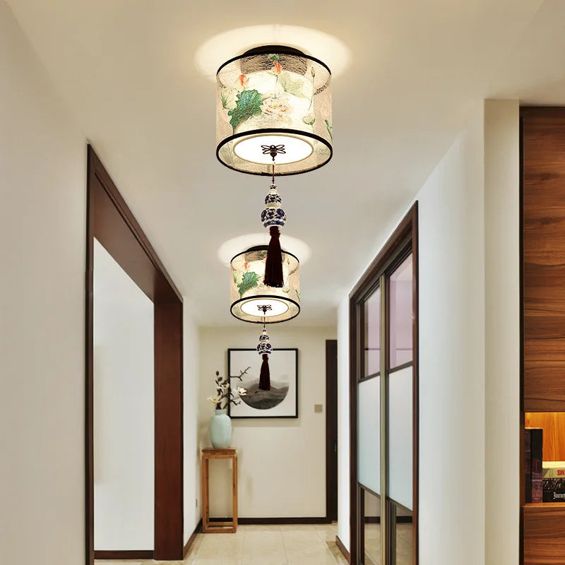 Afralia™ Chinese Style Ceiling Lamp, Creative Warm Light for Hotel Villa Corridors