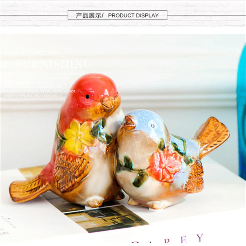 Afralia™ Love Birds Porcelain Couple Ornament Home Decor Craft Model