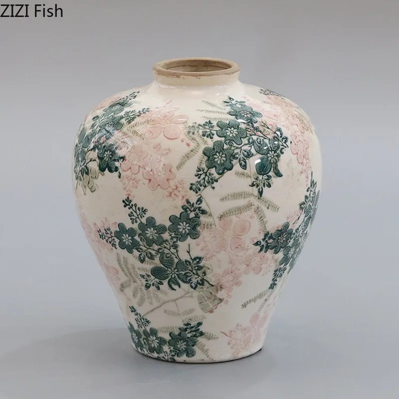 Afralia™ Cracked Texture Blue & White Porcelain Vase, Table Decor, Flower Arrangement Aesthetic