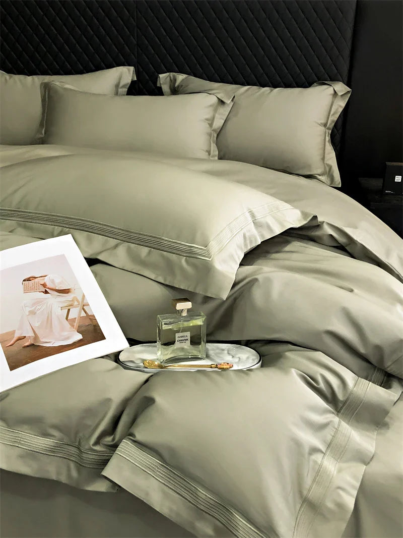 Afralia™ Luxury Embroidered Egyptian Cotton Bedding Set