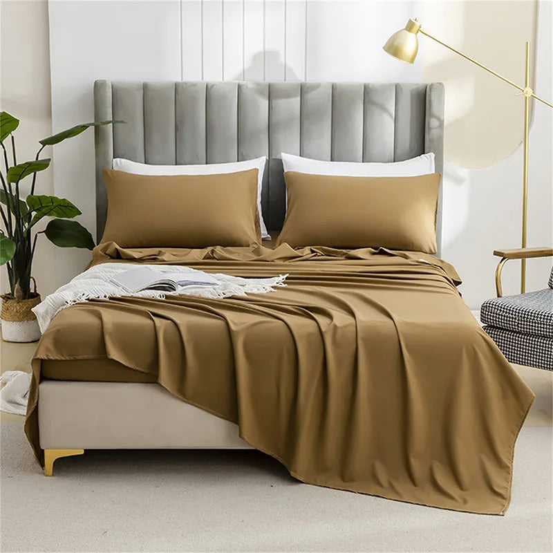 Afralia™ Solid Color Single Bed Sheet Soft Comfortable Bedding All Seasons Queen Size