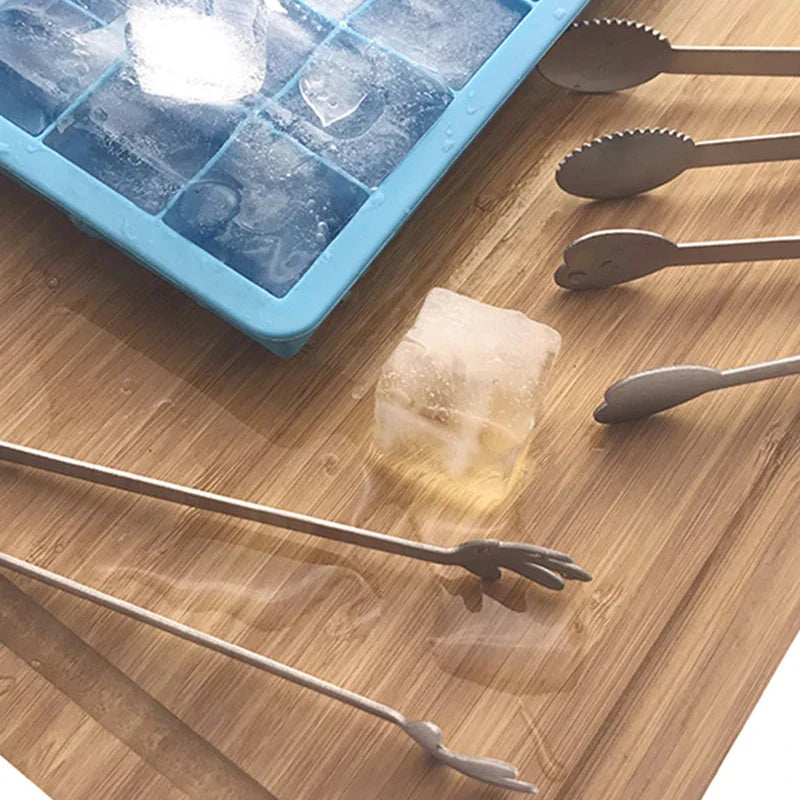 Afralia™ Stainless Steel Food Tongs Ice Cube Tea Bag Clip Kitchen Gadget