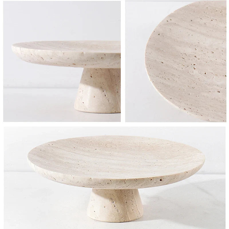 Afralia™ Travertine Fruit Bowl: Stylish Pedestal Tray for Kitchen Counter & Dining Table