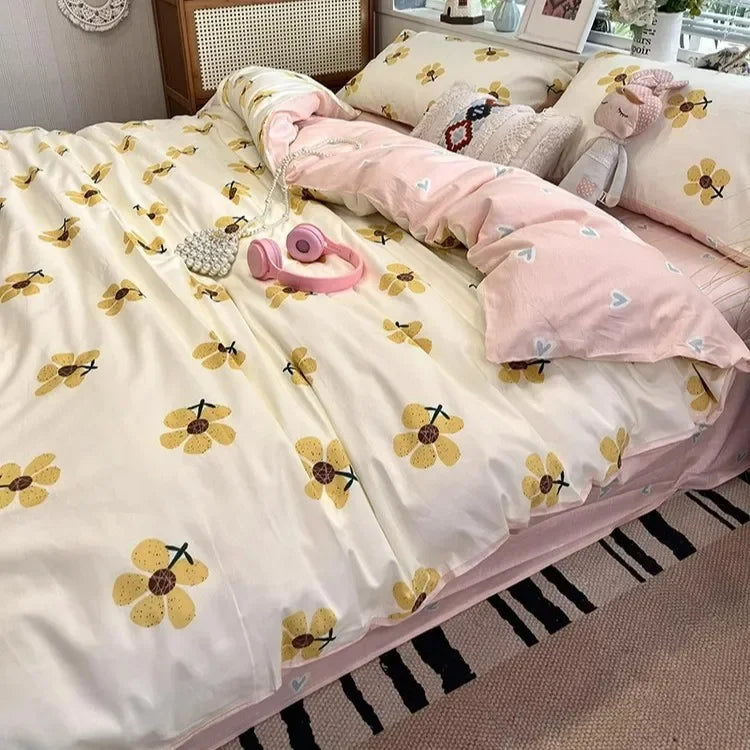 Afralia™ Boho Pattern Printed Cotton Bedding Set for Queen King Bed Linens