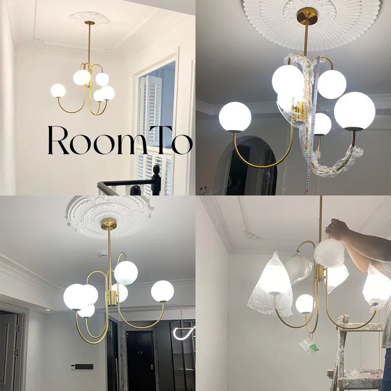 Afralia™ Glass Balls Chandelier Pendant Light for Living Dining Room