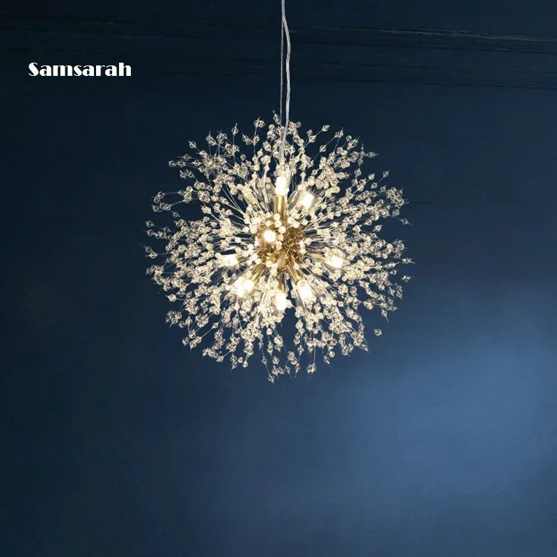 Afralia™ Modern Crystal Dandelion Chandelier Pendant Lamp for Stylish Home Decor