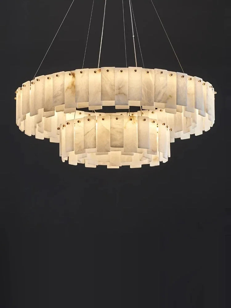 Afralia™ Modern Marble Design LED Ceiling Chandelier for Living Room