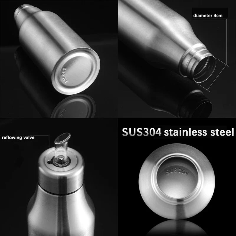 Afralia™ Stainless Steel Oil Pot: Leakproof Kitchen Storage Bottle for Seasoning and Juices