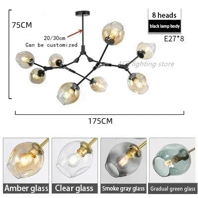 Afralia™ Glass Bubble Branch Chandelier: Modern Hanging Ceiling Light Fixture