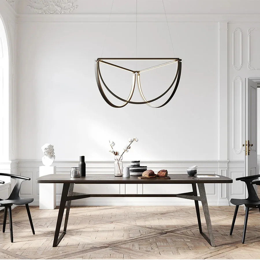 Afralia™ Black Gold Geometric LED Chandelier - Postmodern Indoor Hanging Lamps for Living Room