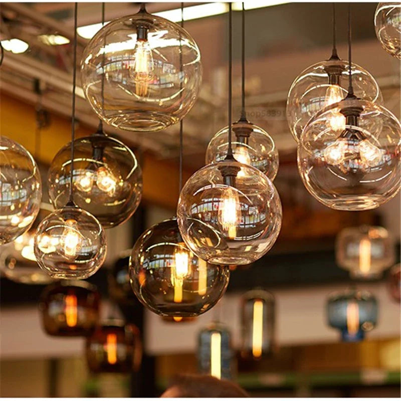 Afralia™ Nordic Modern Stained Glass Pendant Lights LED Colorful Hanging Lamp