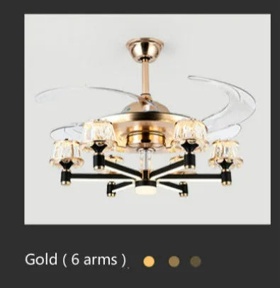 Afralia™ Nordic Luxury Crystal LED Chandelier Fan for Living Room & Bedroom