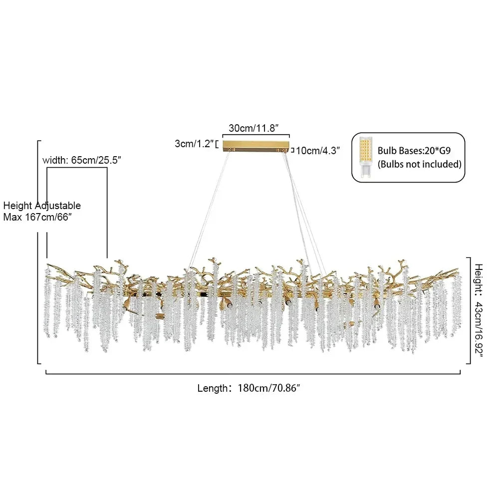 Afralia™ Gold Branch Crystal Chandelier for Bedroom Living Dining Room