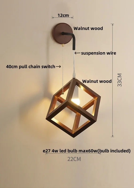 Afralia™ Cube LED Wall Lights | Modern Nordic Wood Design for Home Decor