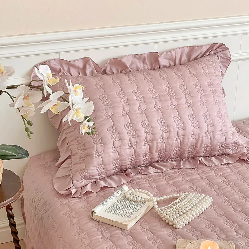 Afralia™ Lyocell Flower Embroidery Bedspread Set