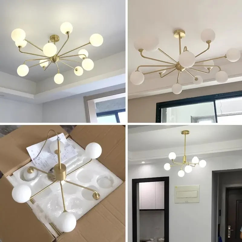 Afralia™ Copper Ceiling Chandelier for Home Decor Lighting