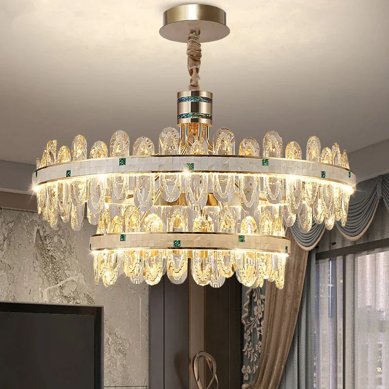 Afralia™ 2024 High-End Villa Crystal Chandelier with Hollow Design for Luxurious Living Rooms