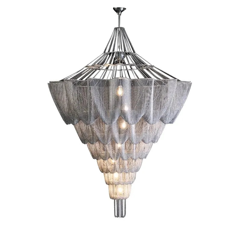 Afralia™ Nordic Tassel Chandelier Spiral Staircase Ceiling Light for Villa Living Room