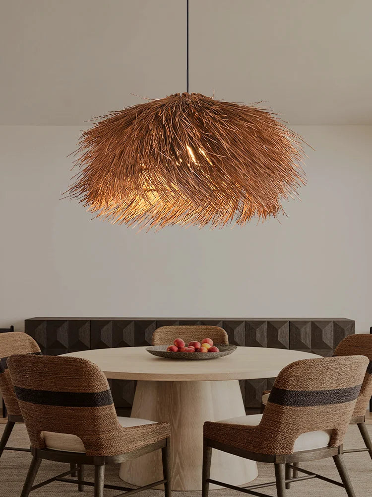 Afralia™ Seagrass Pendant Light: Hand-Woven Rattan Lampshade for Home Decor