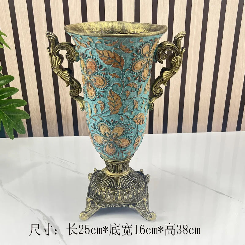 Afralia Resin Vase Dried Flowers Arrangement for Living Room Decor