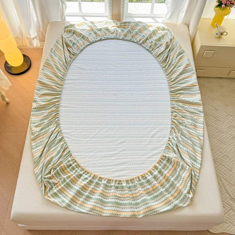 Afralia™ Queen Double Fitted Bed Sheet Coarse Cloth Mattress Cover - High-Quality Print