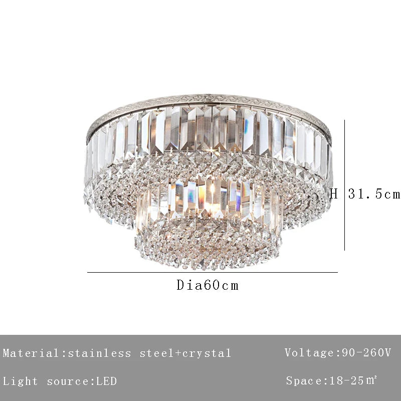 Afralia™ Silver Crystal Ceiling Chandelier for Modern Luxury Living Room Bedroom Decor